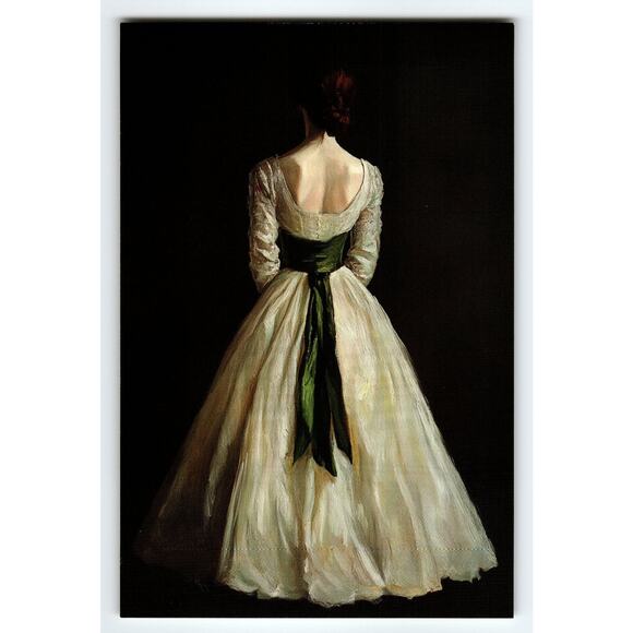 Postcards Other - Photochrome Vintage Postcard Woman in Elegant Dress with Green Sash